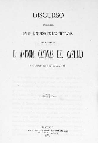 Discurso pronunciado en el Congreso de los Diputados