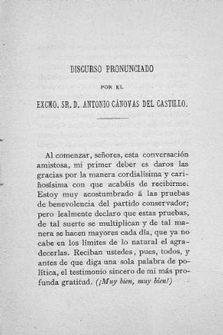 Discurso pronunciado por el Excmo. Sr. D. Antonio Canovas del Castillo