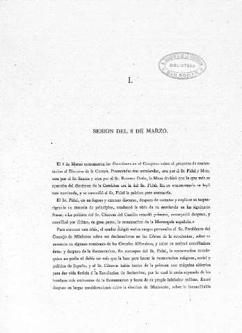 I. Sesión del 8 de Marzo
