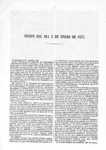 Sesión del día 3 de Enero de 1877