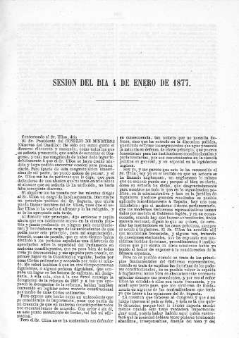 Sesión del día 4 de Enero de 1877