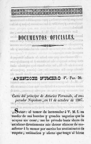 Documentos Oficiales - Apéndice  Número 1º