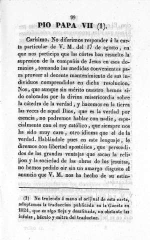 Carta de Pío VII [á Fernando en 1820]