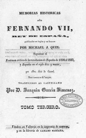 Memorias históricas sobre Fernando VII, Rey de Espña. Tomo Tercero