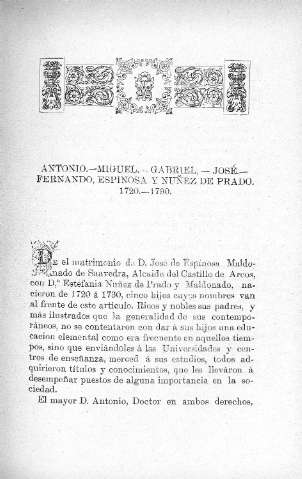 Antonio .- Miguel .- Gabriel .- José .- Fernando, Espinosa y Nuñez de Prado