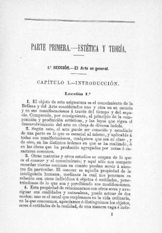 PARTE PRIMERA. ESTÉTICA Y TEORÍA. 1ª Sección: El Arte en general. Capitulo I. Introducción