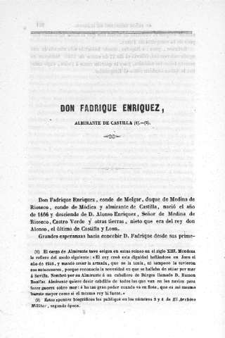 Don Fabrique Enriquez, almirante de Castilla