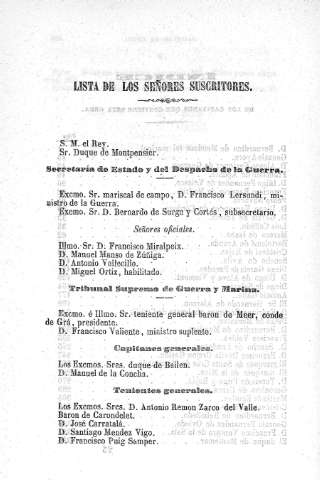 Lista de los señores suscriptores