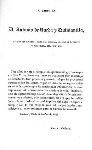 Al Excmo. Sr. D. Antonio de Rueda y Quintanilla
