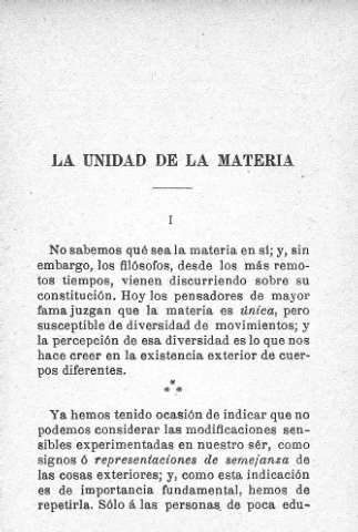 La unidad de la materia