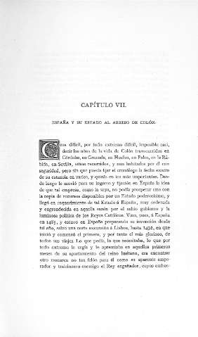 Capitulo VII. España y su estado al arribo de Colón 