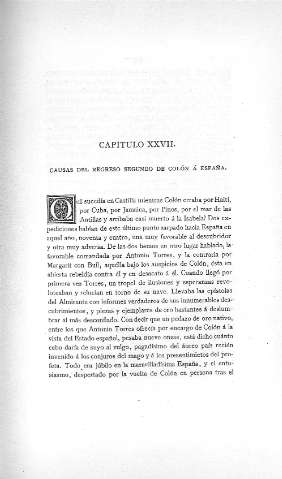 Capitulo XXVII. Causas del regreso segundo de Colón á España