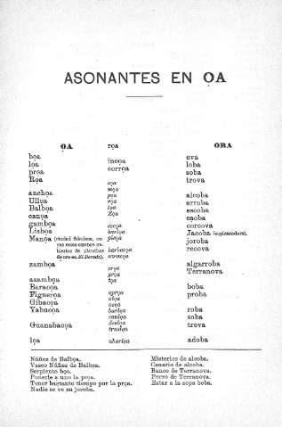 Asonantes en oa
