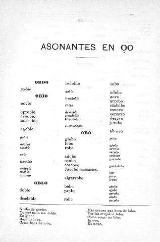 Asonantes en oo