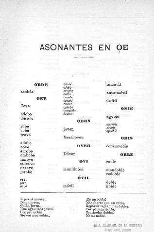 Asonantes en oe