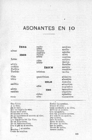 Asonantes en io
