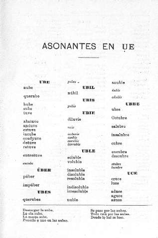 Asonantes en ue