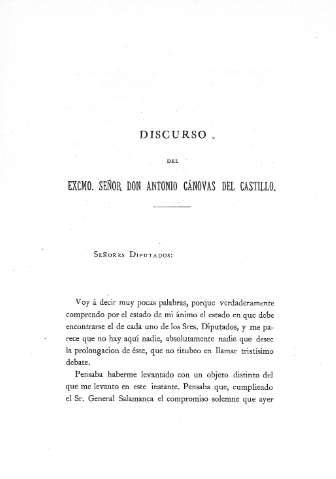 Discurso del Excmo. Señor Don Antonio Cánovas del Castillo