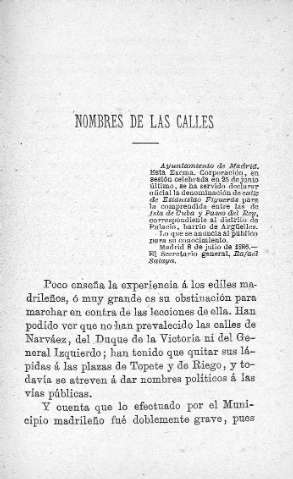 Nombre de las calles