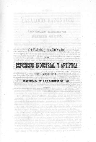 Catálogo razonado de la Exposición Industrial y Artística de Barcelona