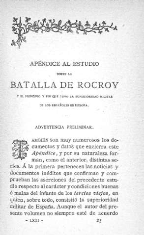 Apéndice al estudio sobre la Batalla de Rocroy