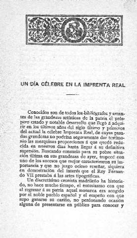 Un día célebre en la Imprenta Real