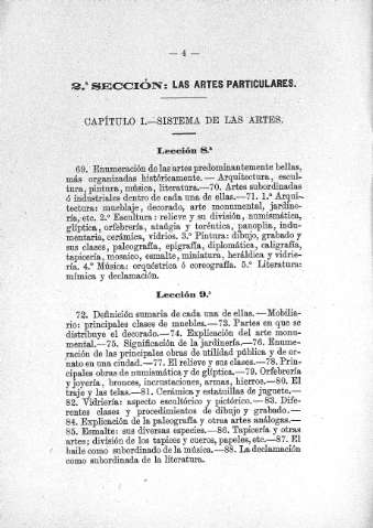 2ª Sección. Las artes particulares. Capitulo I.