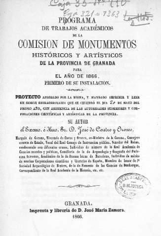 Programa de trabajos académicos de la Comisión de Monumentos...