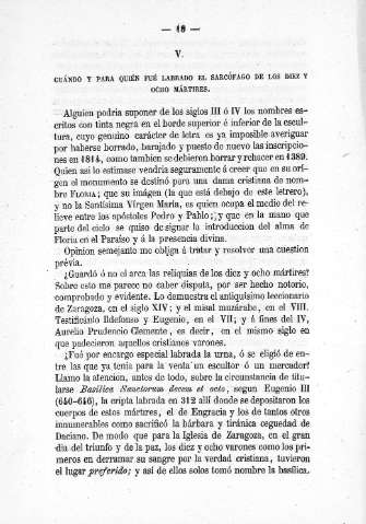 V. Cuando y para quién fué labrado el sarcófago de los diez y ocho mártires