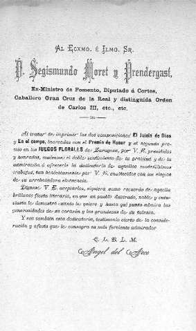 Al Excmo. é Ilmo. Sr. D. Segismundo Moret y Predergast