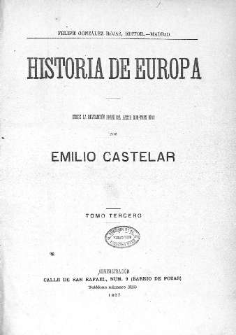 Historia de Europa. Tomo Tercero