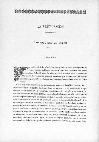 La Restauración. Capitulo Décimo-Sexto