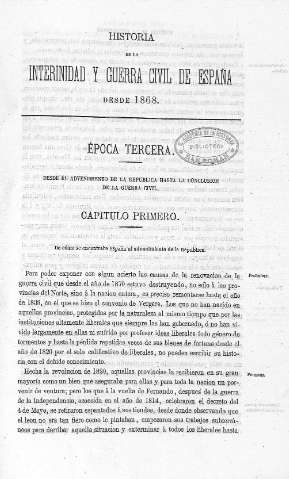 Época Tercera. Capitulo Primero