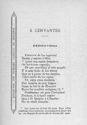 Á Cervantes. Dedicatoria