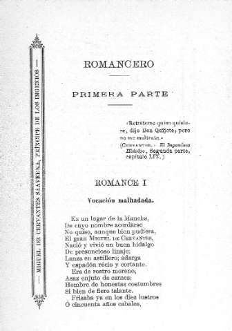 Romancero. Primera Parte. Romance I.