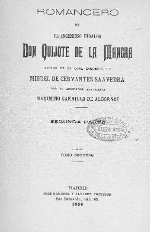 Romancero de El Ingenioso Don Quijote de la Mancha. Tomo Segundo