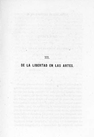 III. De la libertad en las artes