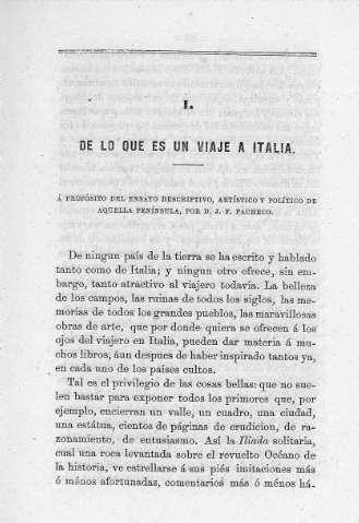 I. De lo que es un viaje a Italia