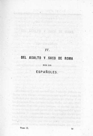 IV. Del asalto y saco de Roma por los españoles