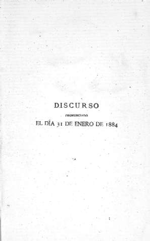 Discurso pronunciado el día 31 de enero de 1884