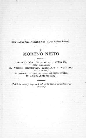 Dos ilustres ateneístas contemporáneos. I. Moreno Nieto