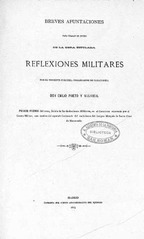 Breves apuntaciones para trazar un juicio de la obra titulada Reflexiones militares