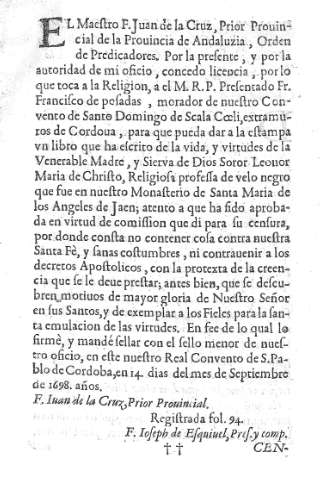 El Maestro P. Juan de la Cruz...