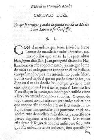 Capitvlo Doze. En que se prosigue, y acaba la quenta que da la Madre Soror Leonor a su Confessor