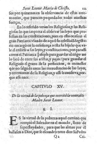 Capitvlo XV. De la virtud de la pobreça que exercitò la venerable Madre Soror Leonor