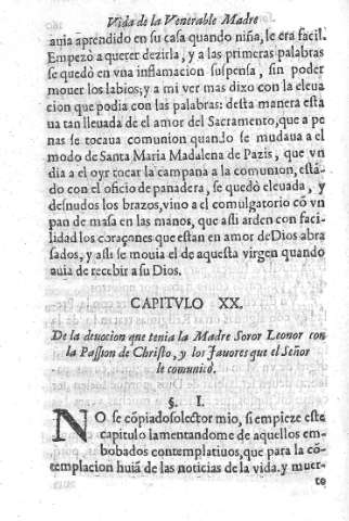 Capitvlo XX. De la deuocion que tenia la madre Soror Leonor con la Passion de Christo, y los Fauores que el Señor le comunicò 