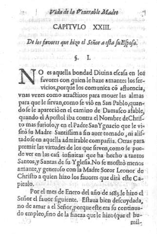 Capitvlo XXIII. De los favores que hizo el Señor a esta su Esposa