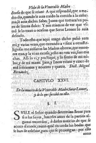 Capitvlo XXVI. De la muerte de la Venerable Madre Soror Leonor, y de lo que sucediò en ella