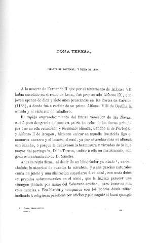 Doña Teresa, Infanta de Portugal, y Reina de Leon