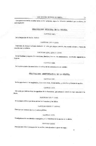 Organización religiosa de la colonia. Organización administrativa de la colonia